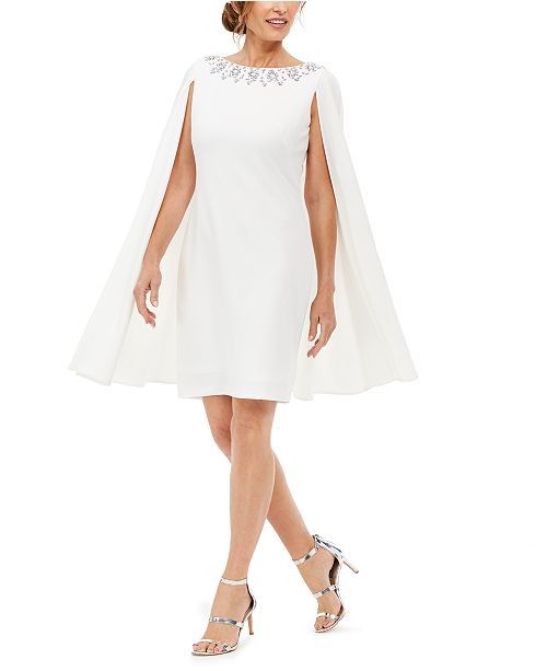Adrianna Papell Rhinestone-Embellished Cape-Back Dress & Reviews - Dresses - Women - Macy's | Macys (US)