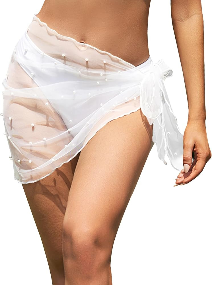 Ekouaer Womens Beach Short Sarongs Sheer Chiffon Cover Ups Beach Bikini Wraps for Swimwear S-3XL | Amazon (US)