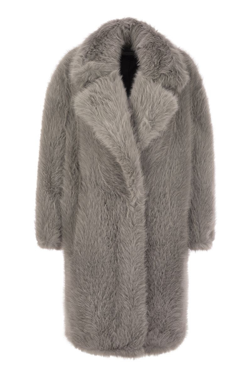 Max Mara Sportmax Women's Manico - Coat In Faux Fur in Grey | Size Medium | 2422906012600 | LOZURI