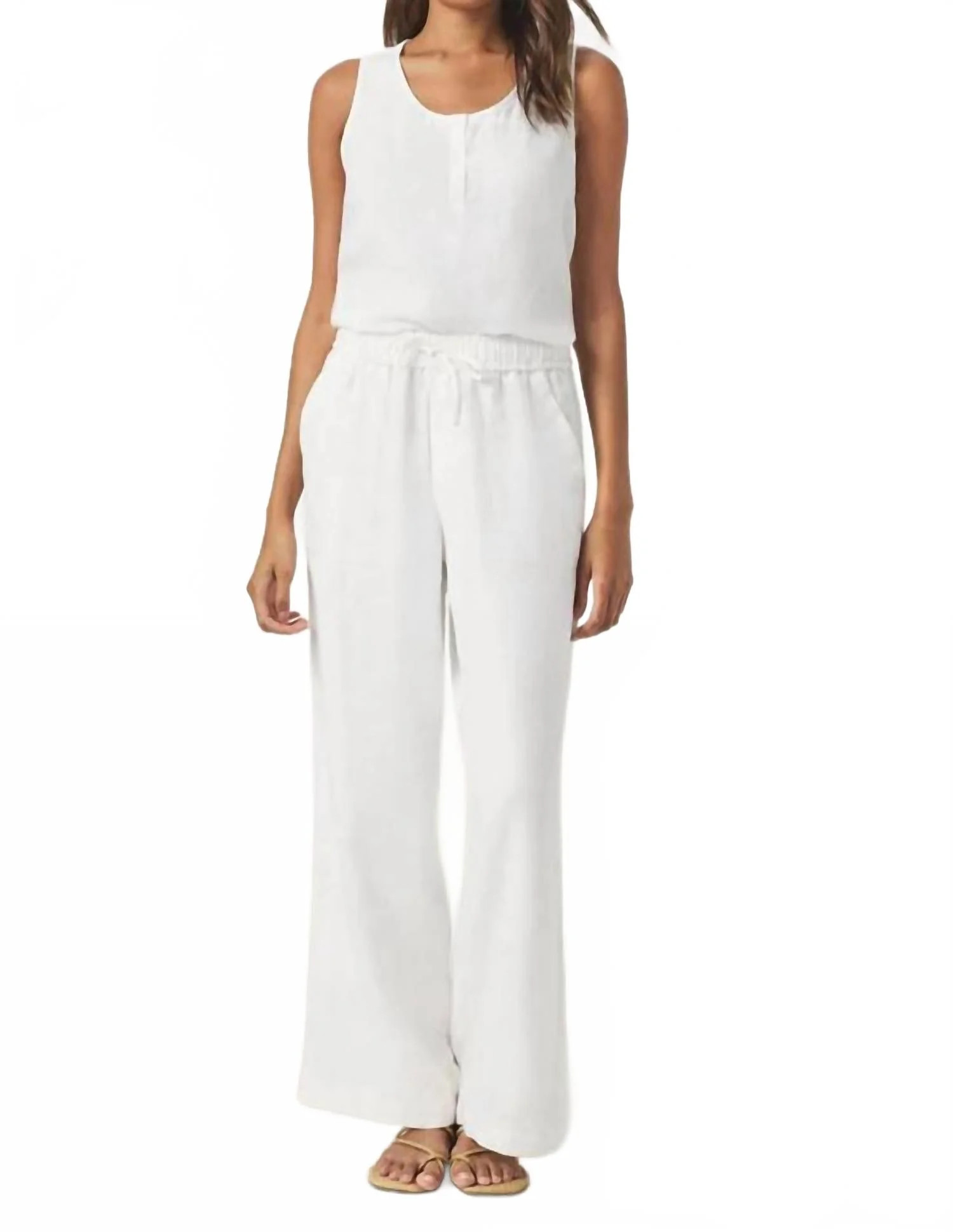 Stella Linen Pant In White | Shop Simon