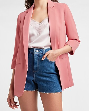 Ruched Sleeve Boyfriend Blazer | Express