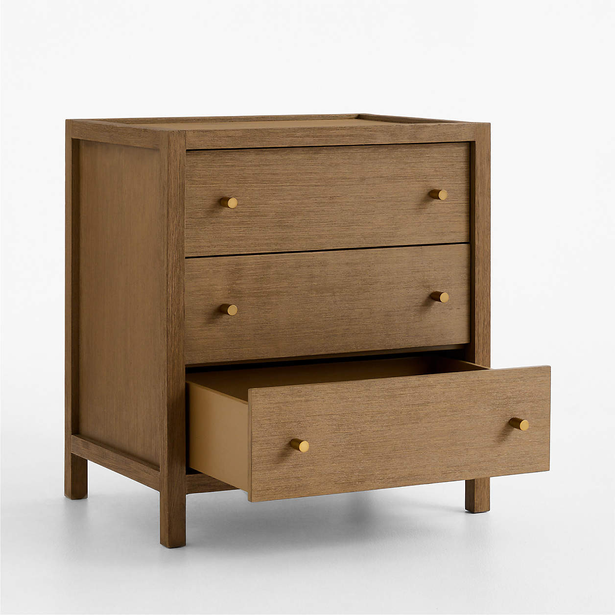 Keane 26" Solid Driftwood 3-Drawer Charging Nightstand + Reviews | Crate & Barrel | Crate & Barrel