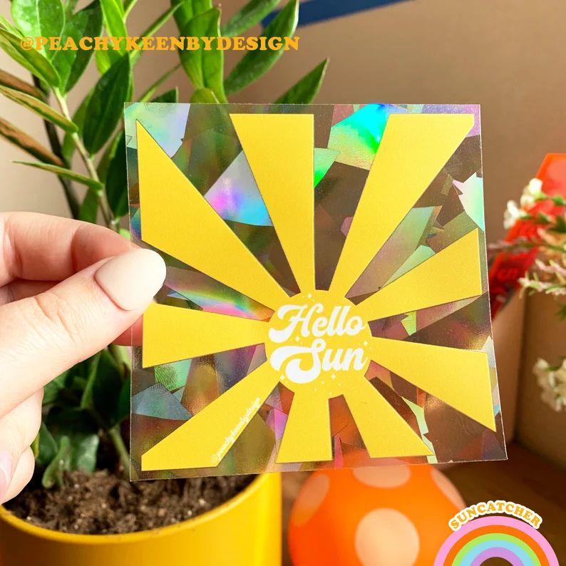 SUNCATCHER Yellow Hello Sun  Rainbow Suncatcher Sticker | Etsy | Etsy (US)
