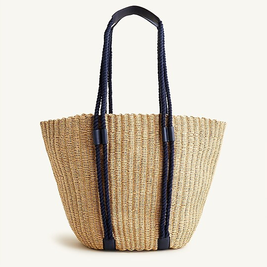 Woven-straw market tote with rope handles | J. Crew US