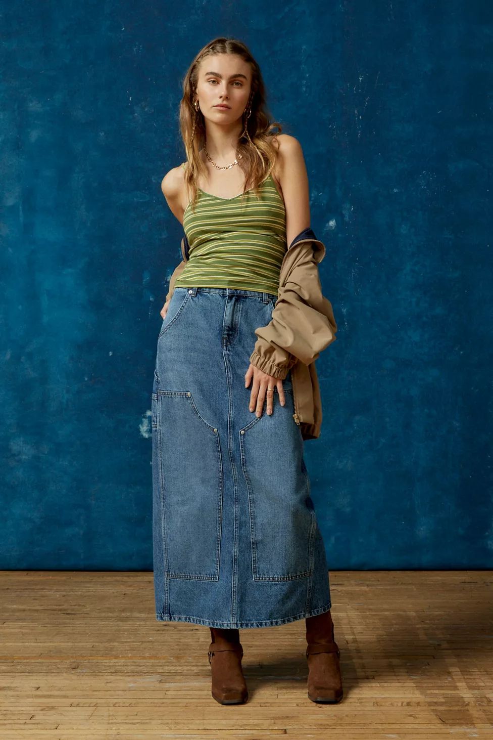 BDG Benji Utility Denim Maxi Skirt | Urban Outfitters (US and RoW)