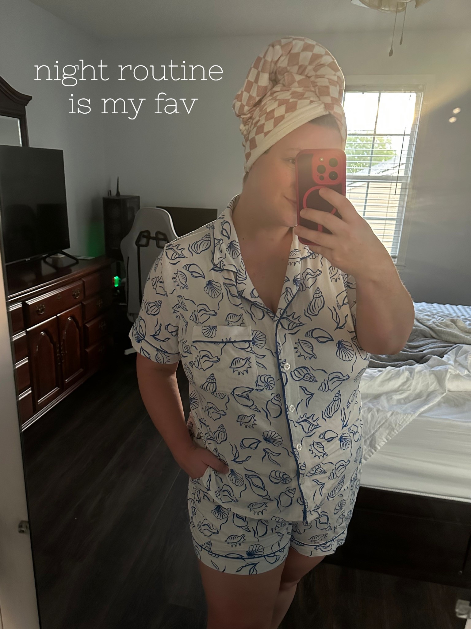 I am obsessed with these pjs from Target. I have been wearing every night since I got them. They are so comfy and lightweight! The material is perfect for those hot summer days and the print is a must! 
And this hair towel is a new fav!

#LTKFindsUnder50 #LTKSeasonal