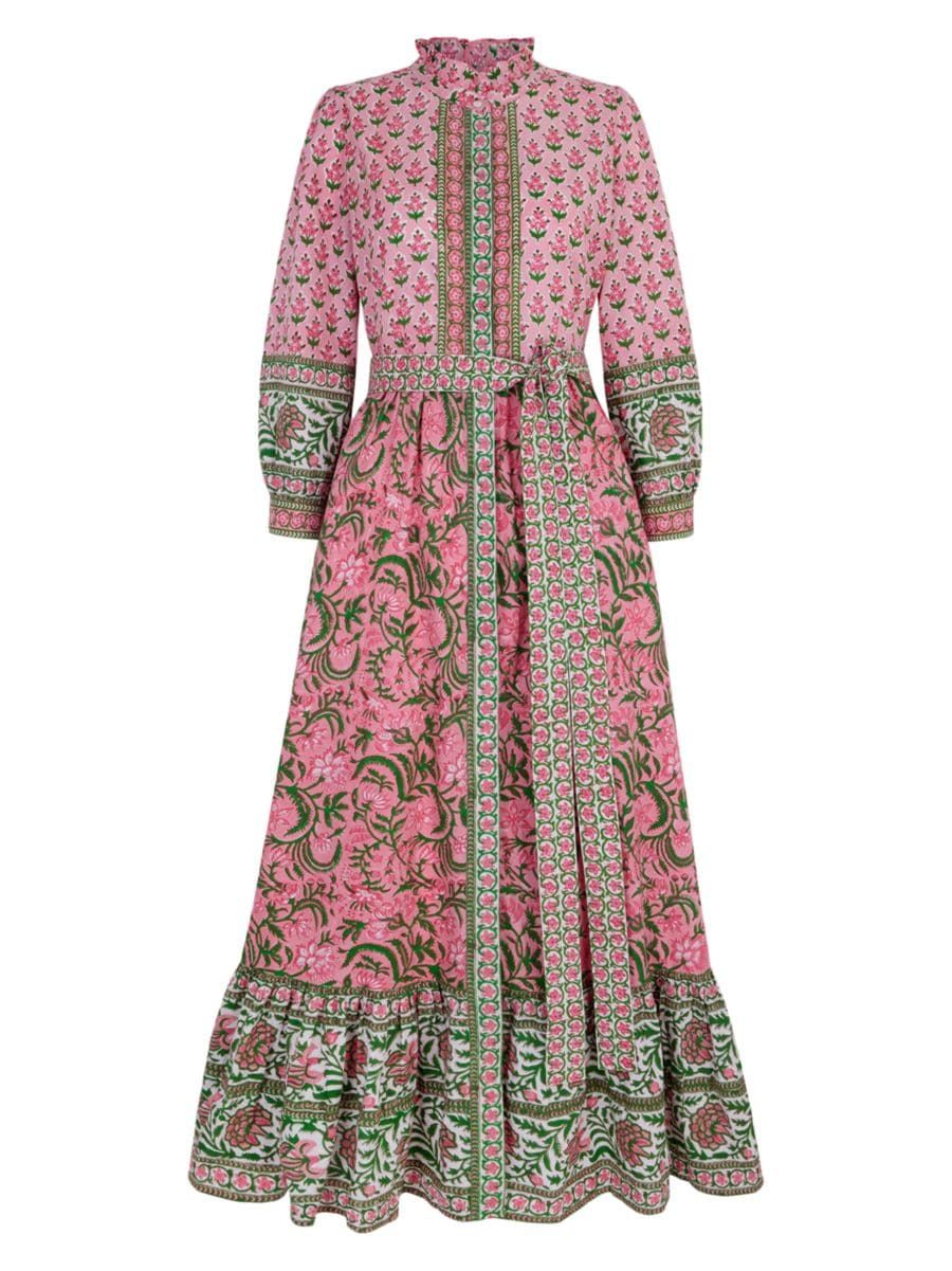 Shop Pink City Prints Rose Hyacinth Arianna Dress | Saks Fifth Avenue | Saks Fifth Avenue