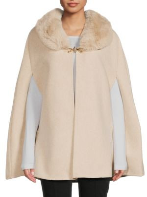 Faux Fur Trim Cape Coat | Saks Fifth Avenue OFF 5TH