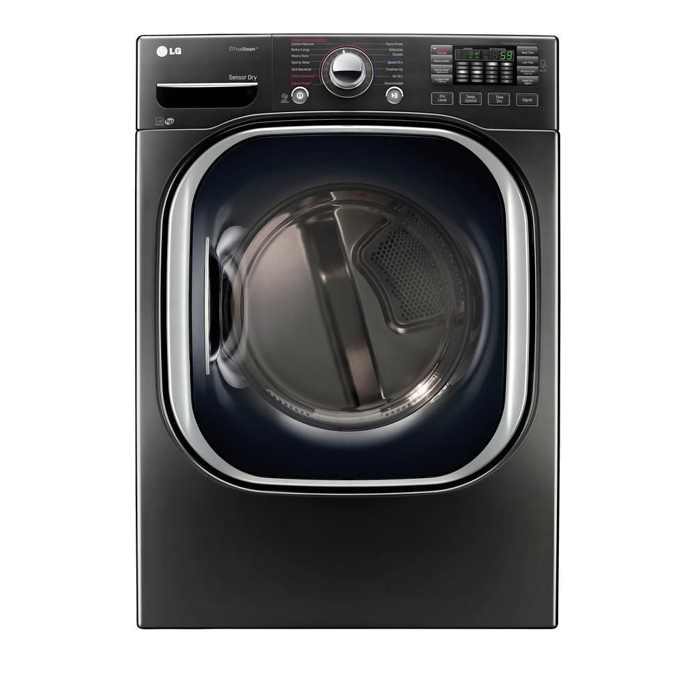 LG Electronics 7.4 cu. ft. Electric Dryer with Steam in Black Stainless Steel-DLEX4370K - The Home D | The Home Depot