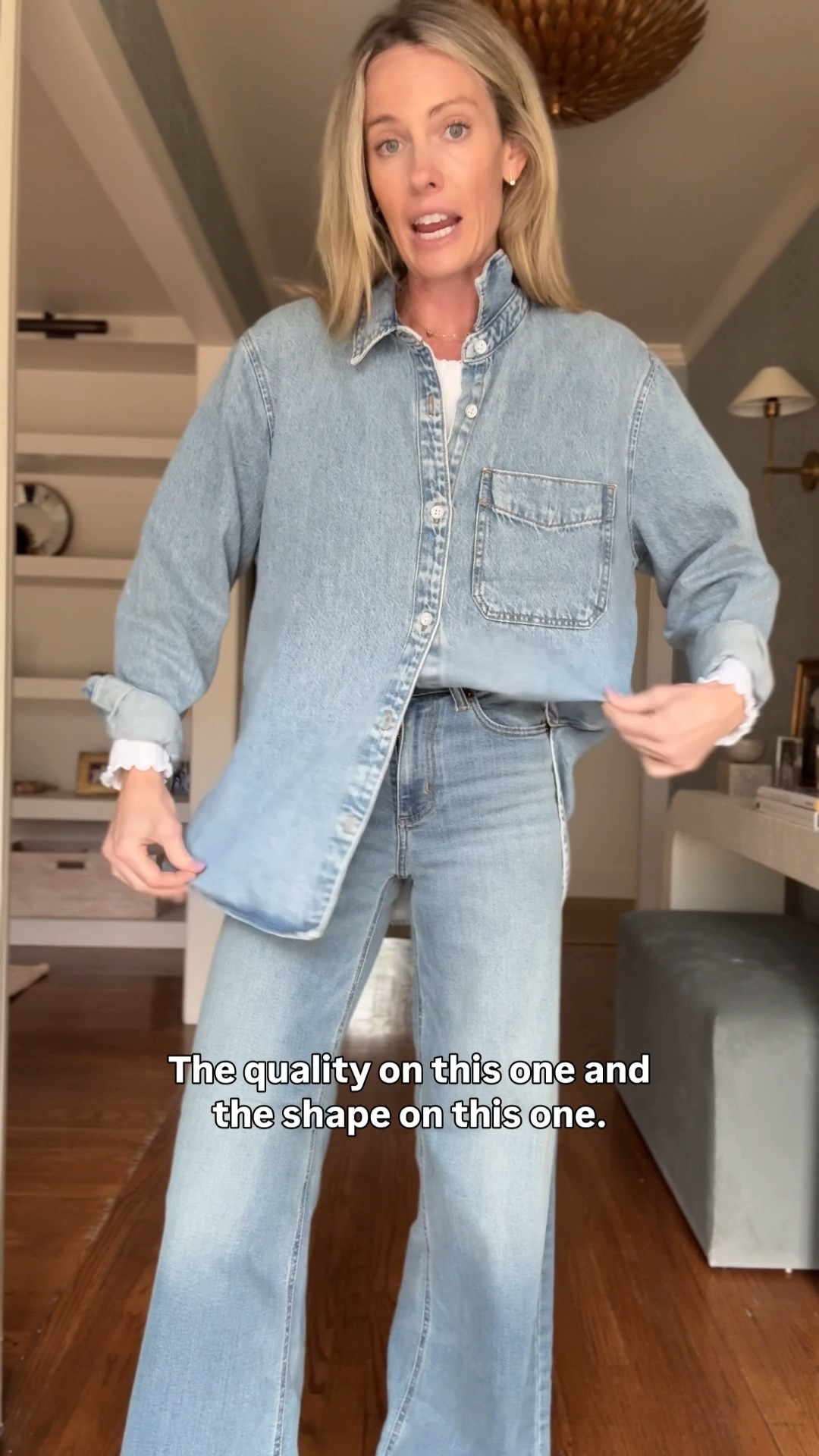 Don’t sleep on this oversized target denim
Shirt! Fits like a designer one ( I own the designer one and this is identical ) 

Size up 2 for a super slouchy great fit! I have a large. 