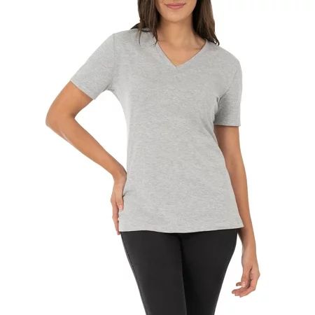 Time and Tru Women's Essential Short Sleeve V-Neck T-Shirt | Walmart (US)