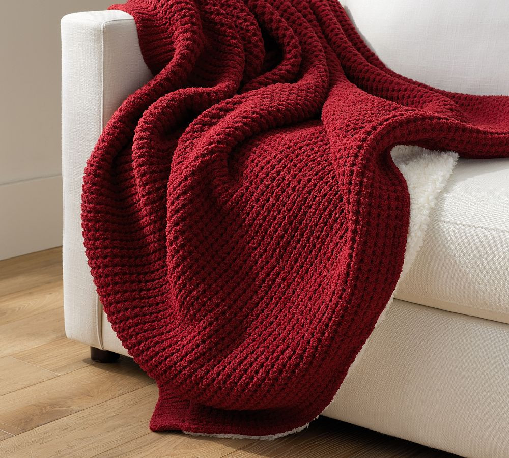 Chenille Waffle Sherpa Back Throw | Pottery Barn (US)