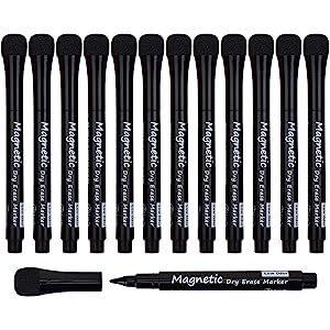 LivDeal Magnetic Dry Erase Markers - Fine Tip, Black Color, 12 Pack, Low Odor Whiteboard Markers for | Amazon (US)