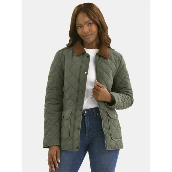 Time and Tru Women's Quilted Barn Coat, Midweight, Sizes XS-3X | Walmart (US)
