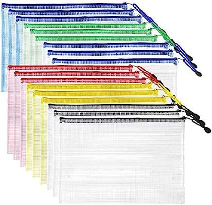 SUNEE Plastic Mesh Zipper Pouch 9x13 in (6 Colors, 18 Packs),Extra Large Water-Resistant Zip Bag ... | Amazon (US)