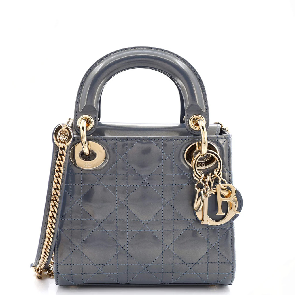 Lady Dior Chain Bag Cannage Quilt Iridescent Calfskin Mini | Rebag