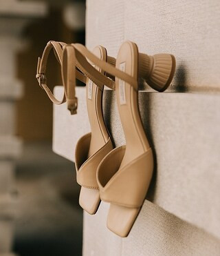 x Elizabeth Damrich Column Leather Dress Sandals | Dillard's