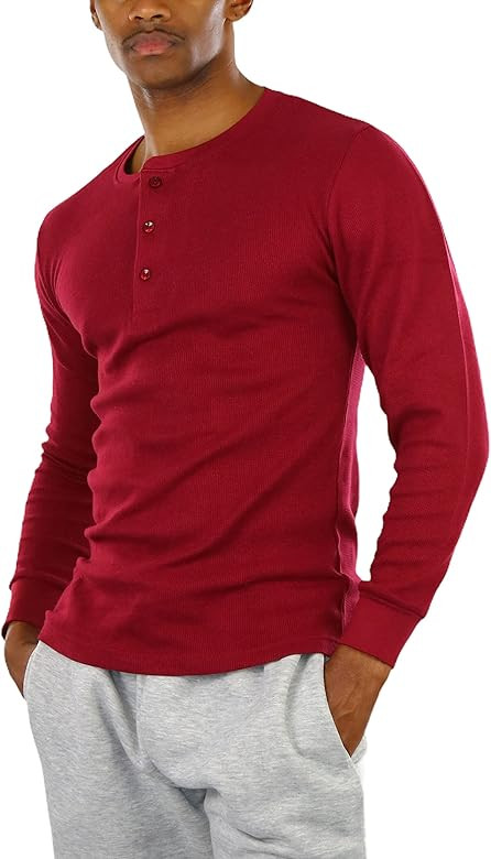 ToBeInStyle Men's Heavy or Medium Weight Premium Waffle Thermal Long Sleeve Crewneck Shirt | Amazon (US)
