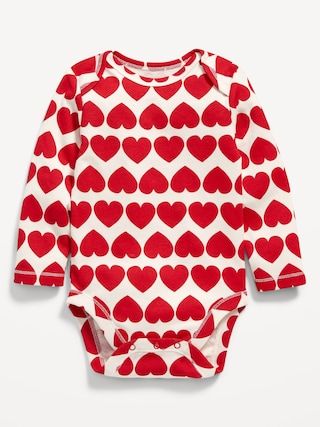 Unisex Long-Sleeve Heart-Print Bodysuit for Baby | Old Navy (US)