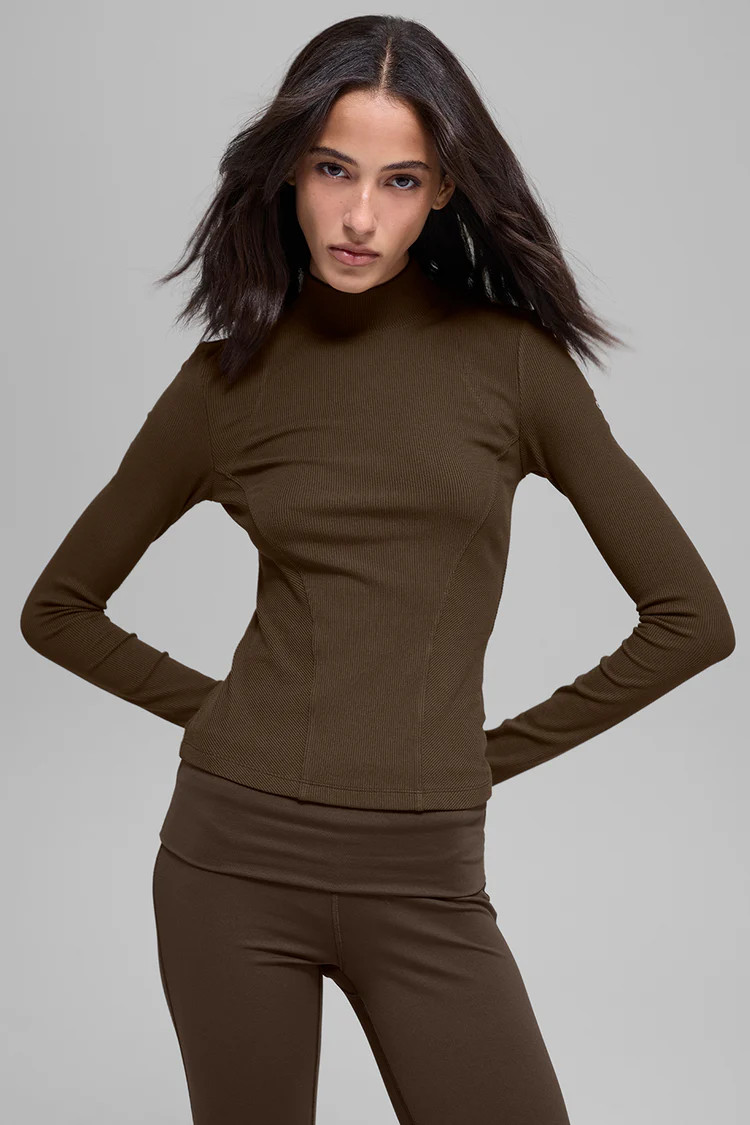 Ribbed Mesmerize Mock Neck Long Sleeve | Alo Yoga (US)