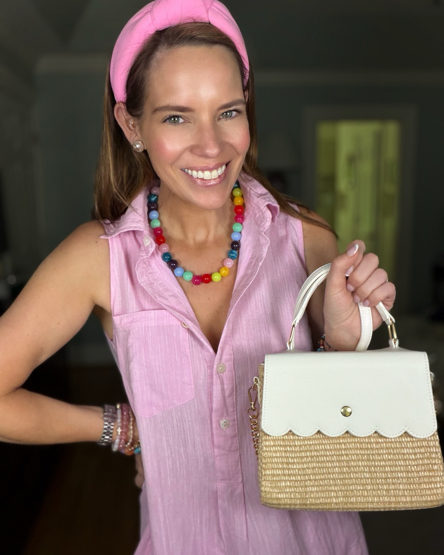 Tuckernuck look for less 🩷 Pink Summer Dress + Colorful Accessories 💗🌈

Such a fun and colorful summer outfit moment! This pink sleeveless mini dress is lightweight, breezy, and easy to throw on for everything from lunch dates to summer errands. I paired it with the cutest colorful beaded necklace and stacked bracelets for a playful pop, plus a pink headband, white bow sandals, and a woven bag for the perfect preppy summer look ☀️🩷🌴

pink summer dress, colorful beaded jewelry, preppy summer outfit, sleeveless mini dress, colorful accessories, pink headband outfit, woven handbag, white flat sandals, summer outfit idea, feminine summer style 💕✨

#LTKOver40 #LTKootd #LTKWorkwear