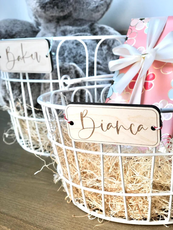 Custom Wooden Tags  Personalized Christmas Easter Basket Tags | Etsy | Etsy (US)