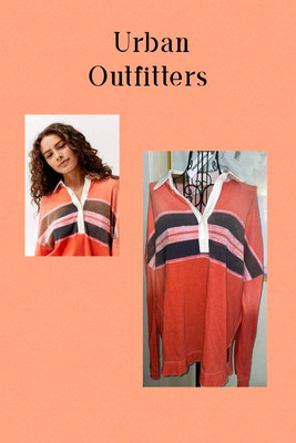 BDG FOR UO "HALLIE DISTRESSED POLO TOP" ORANGE/BROWN~MISSES SIZE MED.  | eBay | eBay US