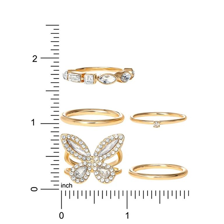 Jessica Simpson Butterfly Ring Set, Set of 5 | Walmart (US)
