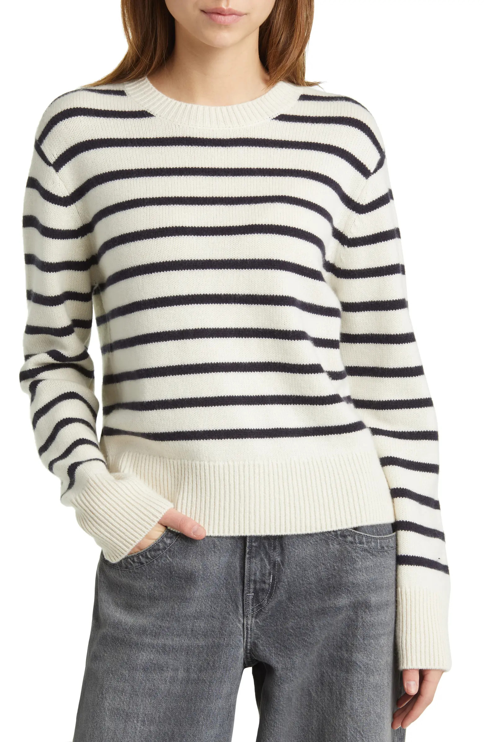 FRAME Stripe Cashmere Crewneck Sweater | Nordstrom | Nordstrom