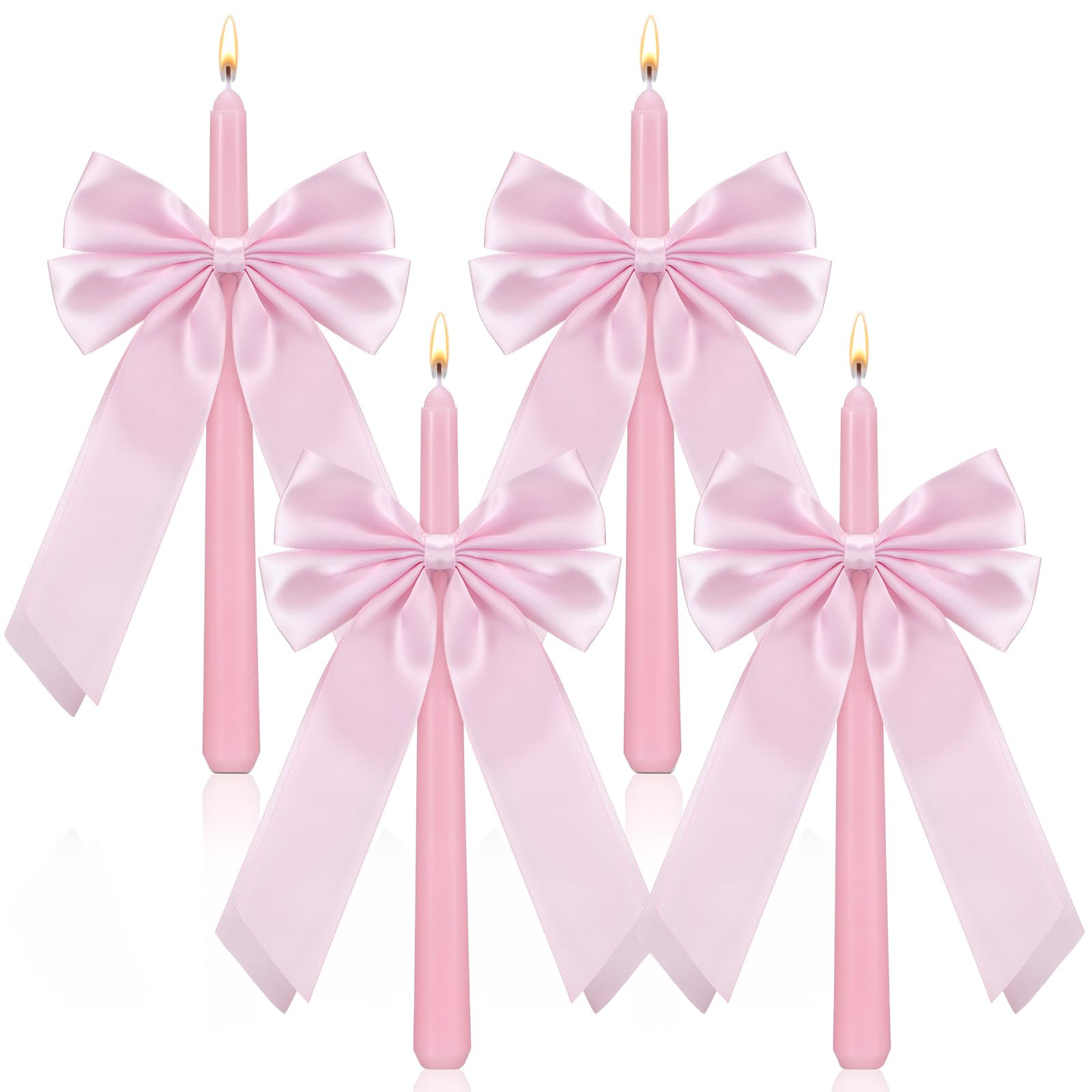 4 Pcs Bow Taper Candles Coquette Taper Candles Wedding Candles Decor 10 Inch Smokeless Unscented ... | Amazon (US)
