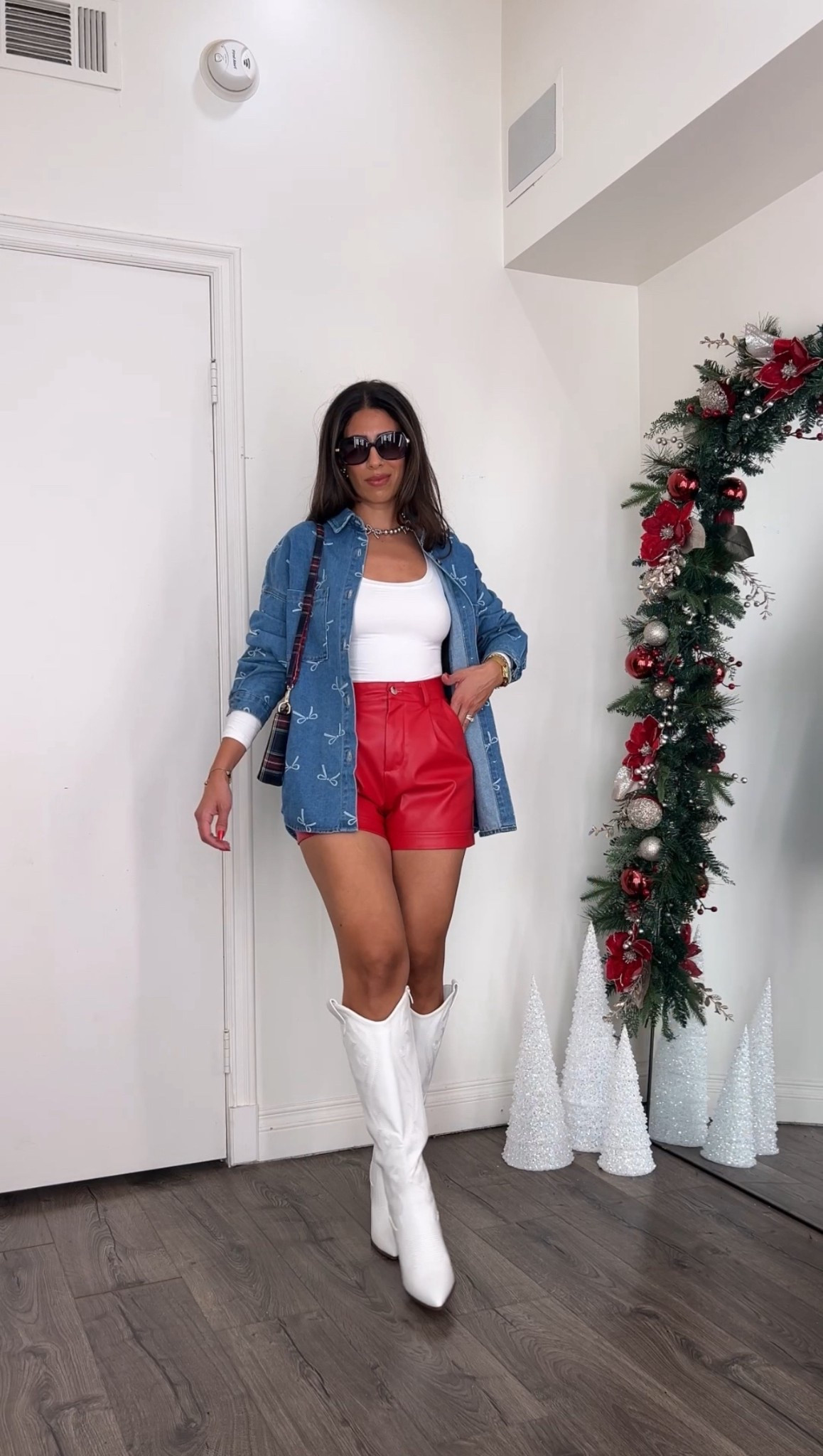 Casual holiday outfit! Loving the bow denim jacket 

#LTKHoliday #LTKootd #LTKFindsUnder50