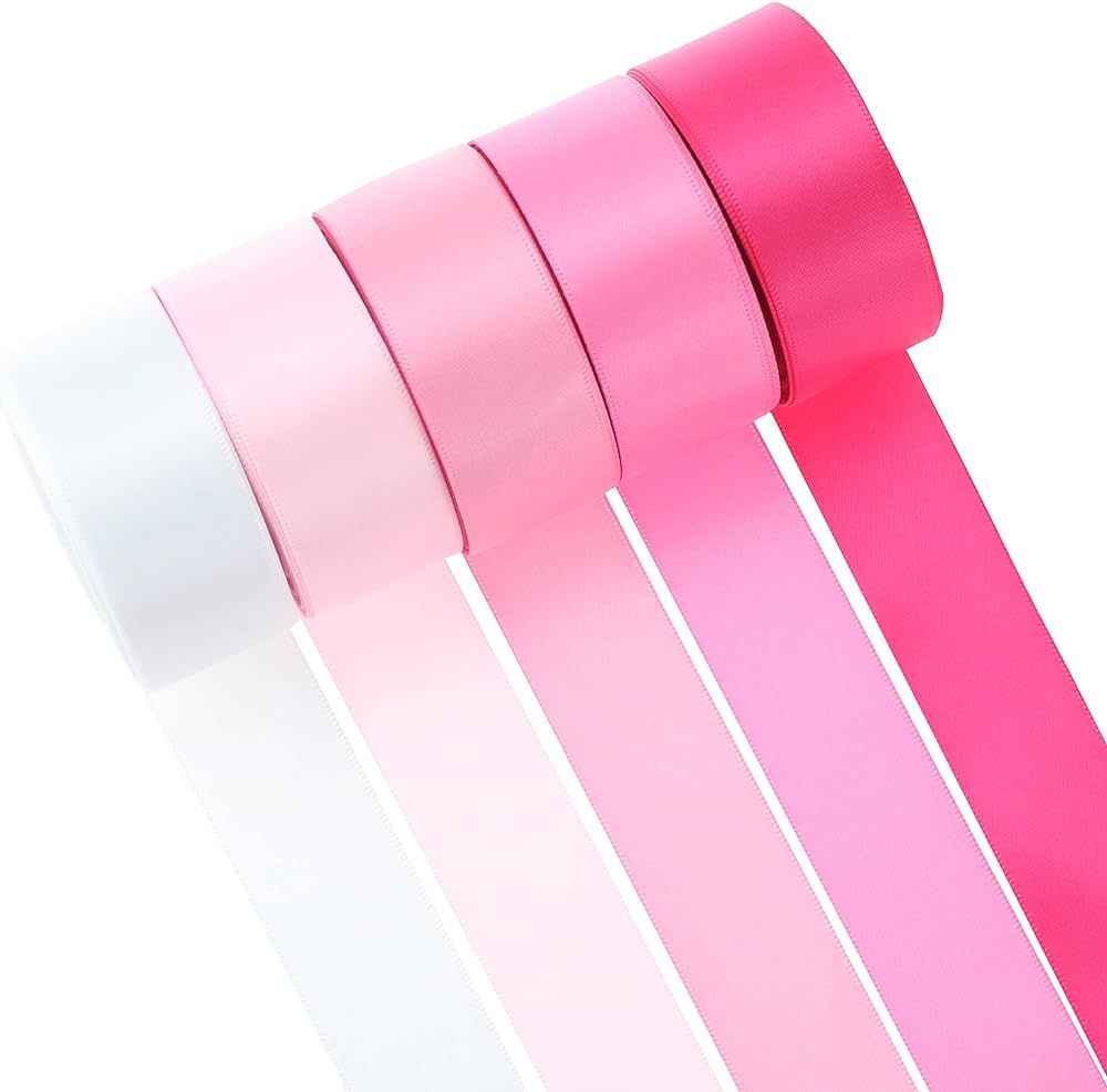 Mayreel Pink Satin Ribbon 1" Pink Ribbon for Gift Wrapping Crafts Wedding Bridal Shower Mother's ... | Amazon (US)