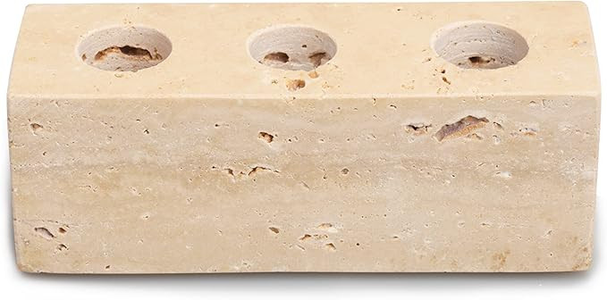 WORHE Candle Holder Travertine Stone 3 Holes 1 PCS Premium Marble Rectangle Candlestick Holder fo... | Amazon (US)