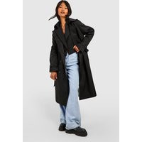 Womens Double Breast Belted Trench Coat - Black - 14, Black | Boohoo.com (UK & IE)