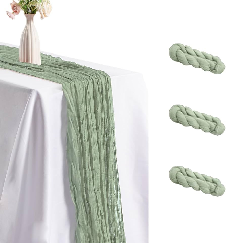 Light Green Table Runner Cheesecloth Summer Bohemian Country Gauze 120 Inch 10 Feet Cheesecloth T... | Amazon (US)