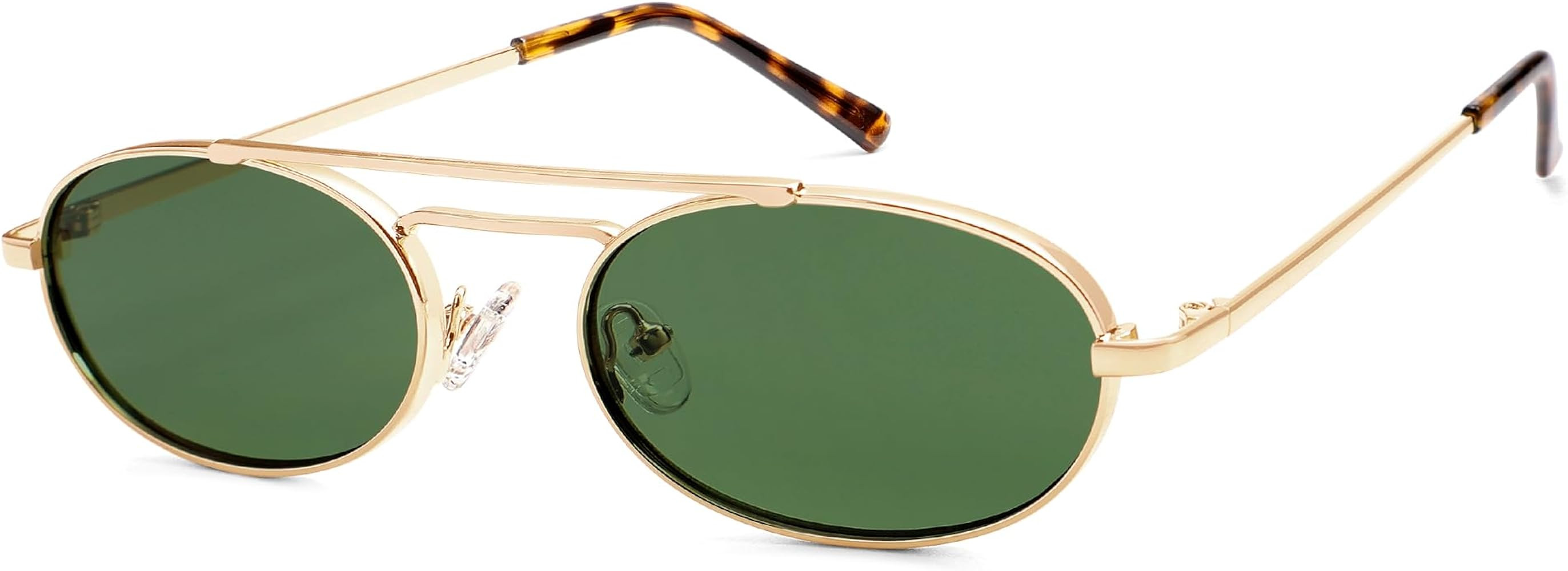 Oval Trendy Retro sunglasses Double bridge for women men 90S Narrow Vintage Small Sunnies AR81048 | Amazon (US)