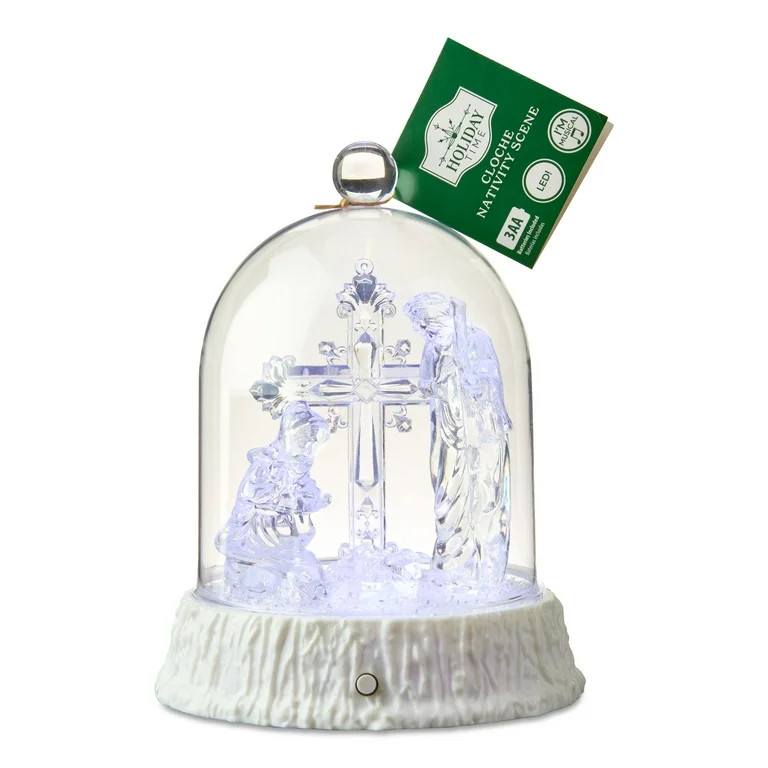 Light-Up LED and Musical Plastic Christmas Cloche with Indoor Nativity Scene Characters, 8.5", by... | Walmart (US)