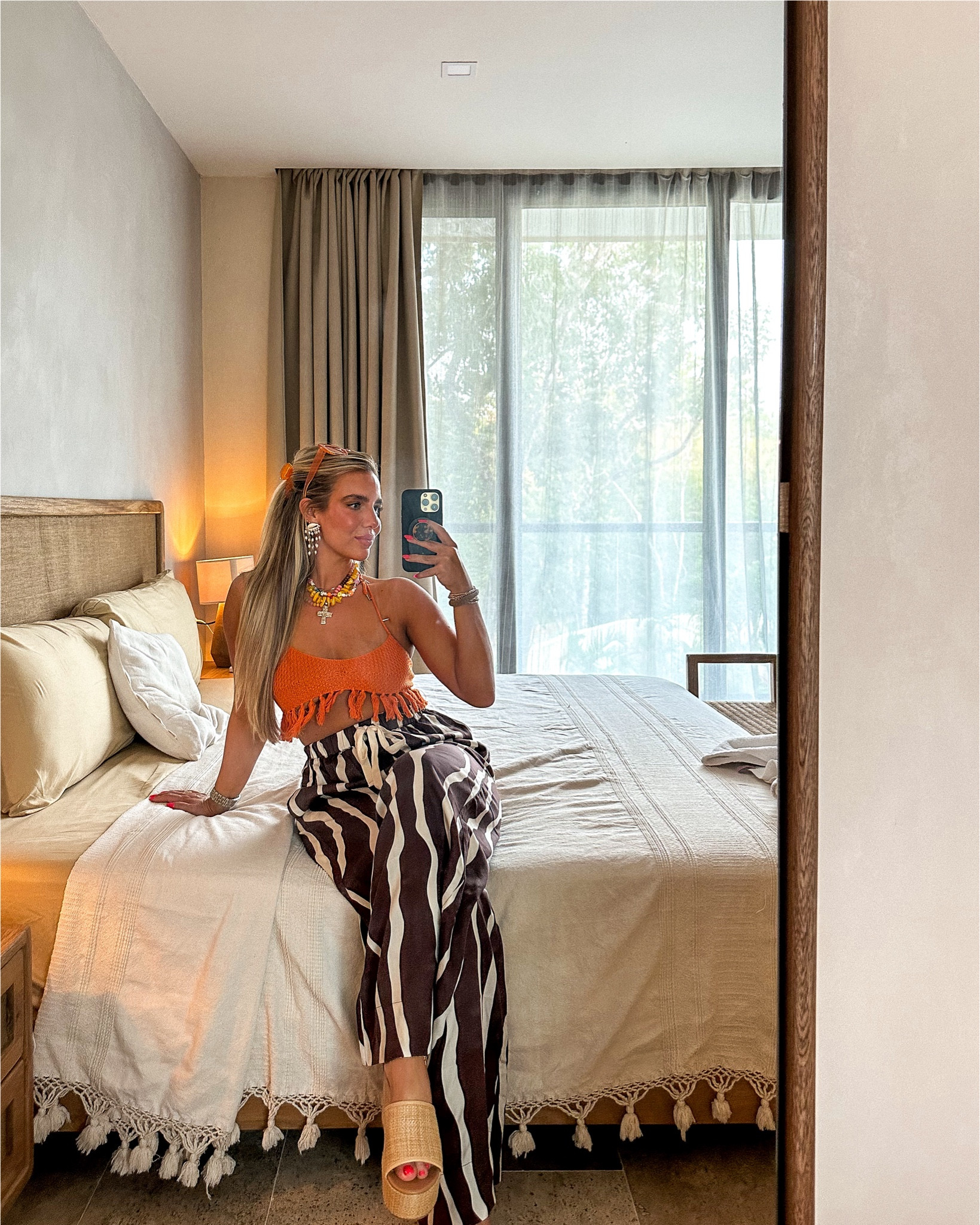 Beach bound today for some good friends’ wedding and muuuch needed vacay 🧡☀️🐚🏝️👙😎🌀 reminiscing on my last vacay /  bestie Bach trip in March!! I have several pairs of the same black scrubs that I wear 5 days a week so vacation outfit planning is one of my favorite things to do to be creative and bright! 🌈

These Faithfull the Brand pants and revolve fringe crochet top were so easy and comfy! Paired with my favorite target platform raffia sandals!

#LTKStyleTip #LTKSeasonal #LTKTravel