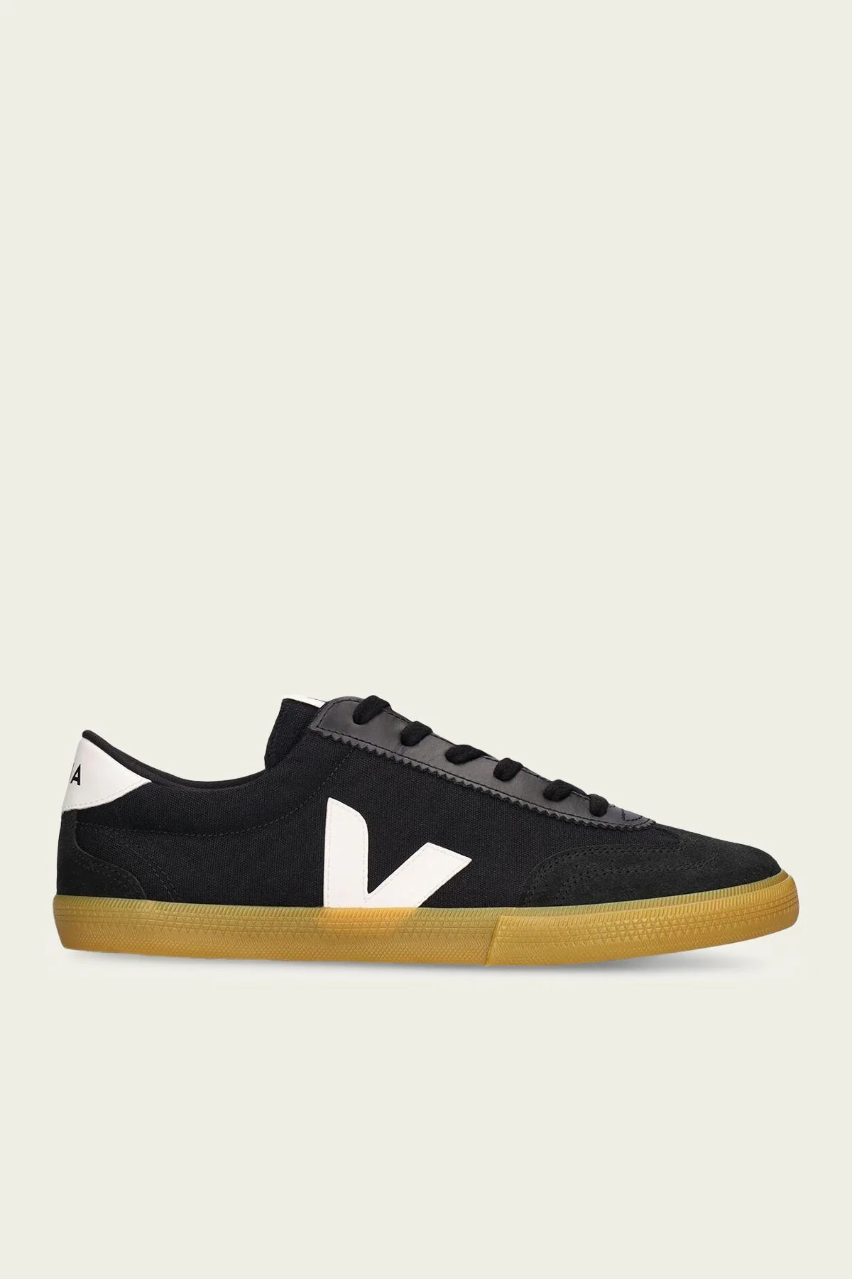 Volley Canvas Sneaker in Black White Natural - US 5 | Shop Olivia