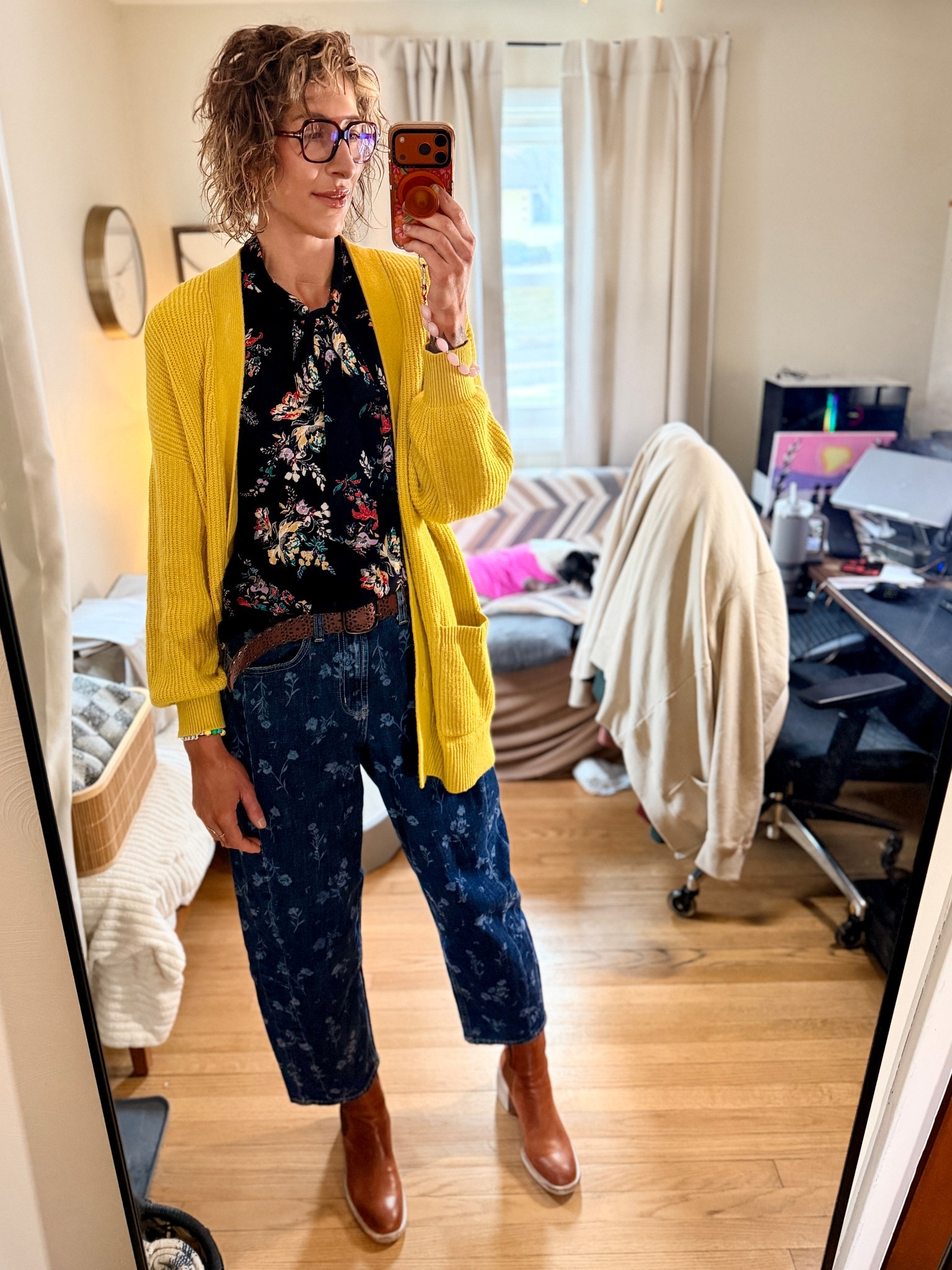 I spotted these floral print barrel jeans from Old Navy and had to grab them — immediately! 😍
I’m 6’3”, 39, and usually go between a size 6 and 8 in pants. I like oversized fits for comfort, but still want to feel cute — we’re living in that age of looking put together but cozy, right? 😉
The jeans have a classic barrel fit with a wide leg and tapered ankle. I paired mine with a navy floral high-neck blouse, my trusty leather belt, and heeled Chelsea boots. Oversized cardigan for the top layer because cozy is life.

Quick heads up: I ordered these in a size 6, but they fit like the size 8 in the waist from the dark wash I already had.
Totally wearable with a belt, but if you like a more fitted look, I’d size down 1–2.
Barrel jeans can feel “controversial” since ankle-length is so popular, but trust me — the shape is flattering whether you’re curvy or straight like me. Props to Old Navy for stepping up their denim game lately! 🙌🏼
I loved styling these for a slightly Boho, age-appropriate look while keeping them fun for everyday wear and even a casual date night outfit 💛
Have you tried barrel jeans yet? Would you size up, down, or stick to your usual? I wanna hear!
I share all my outfits for tall girls over on Instagram @one_tall_order — come join the fun!

#LTKTall #LTKMidsize #LTKPlusSize