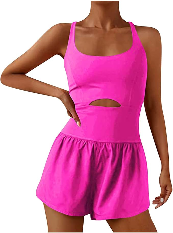 Ceboyel Womens Athletic Romper Trendy Casual Yoga Jumpsuits Gym One Piece Onesie Running Workout ... | Amazon (US)