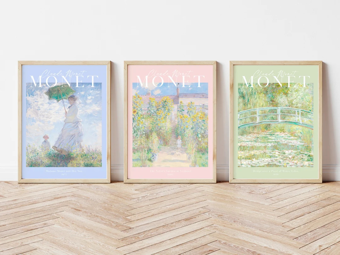 Set of 3 Monet Print, Monet Gallery Wall Set, Pastel Art Print Gallery Set, Monet Poster, Printab... | Etsy (US)