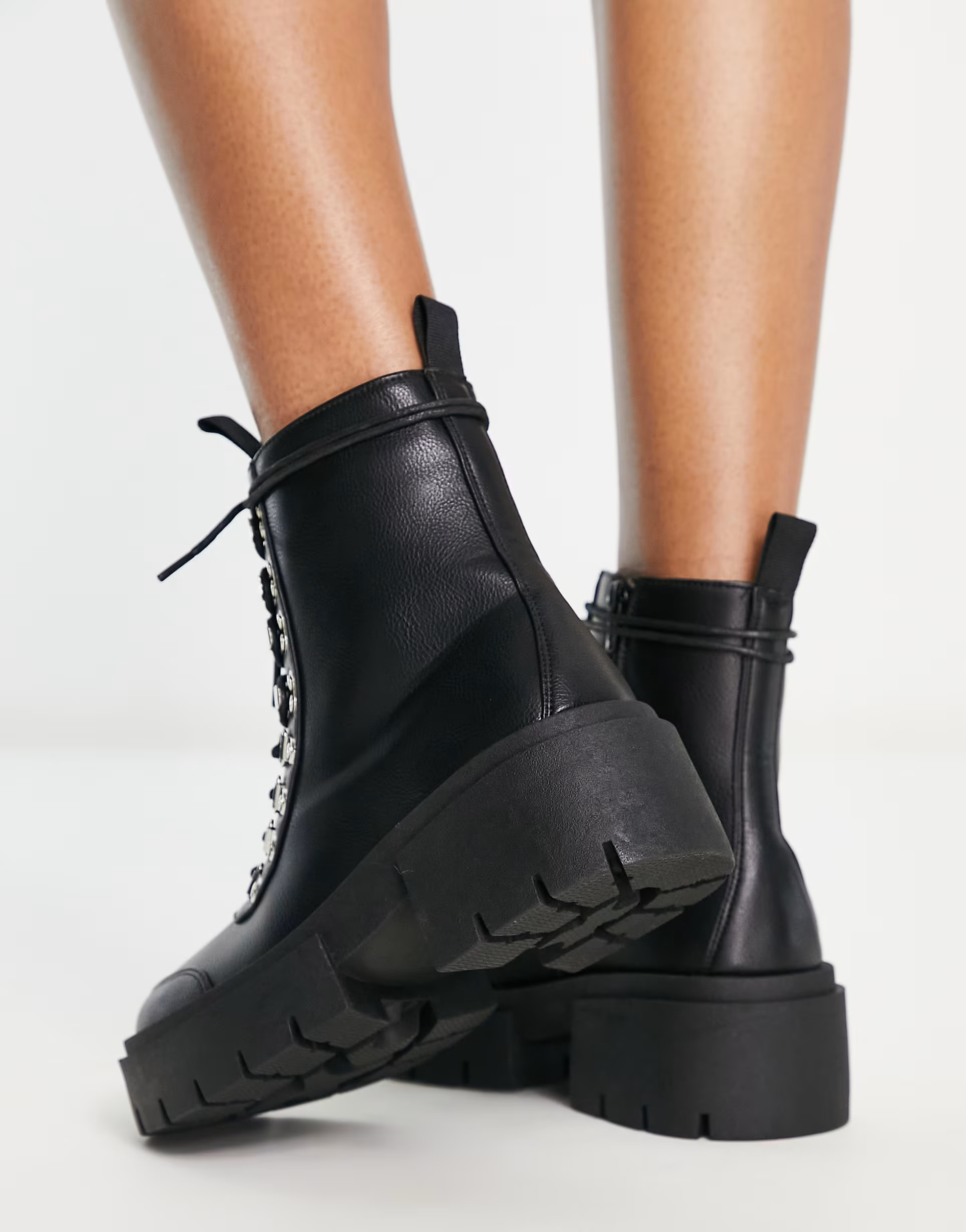 Truffle Collection hiker lace up chunky boots in black | ASOS (Global)