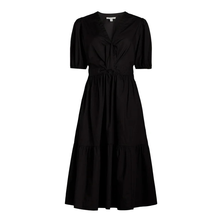 Free Assembly Women's Twist Front Cotton Midi Dress, Sizes XS-XXL | Walmart (US)