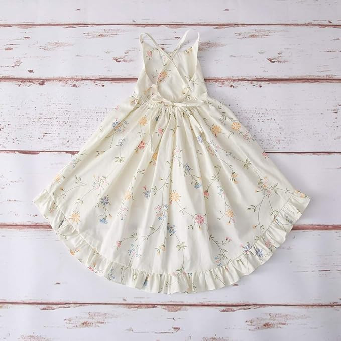 Bcaur Girls' 2T-12 Cotton Floral Dress Summer Backless Casual Sundress | Amazon (US)