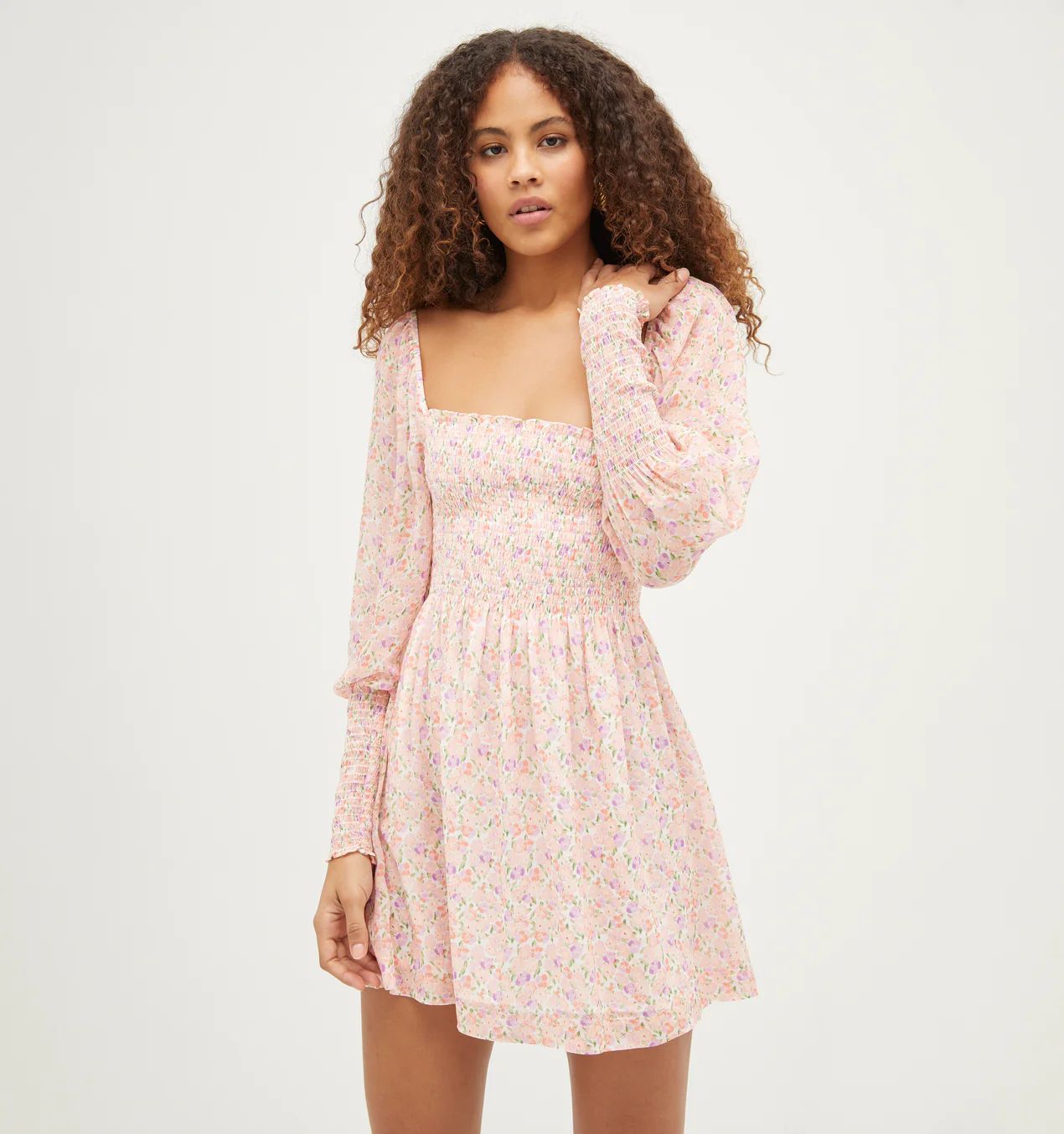 The Grace Mini Nap Dress - Pansy in Pink Multi Georgette | Hill House Home