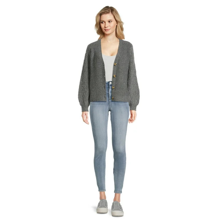 Time and Tru Women's Boyfriend Cardigan Sweater, Midweight, Sizes XS-XXXL - Walmart.com | Walmart (US)