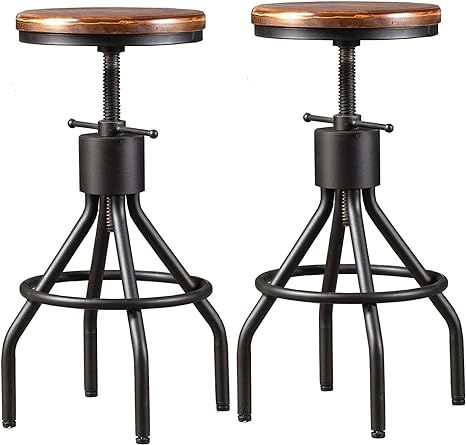 Diwhy Industrial Vintage Kitchen Counter Height Adjustable bar Stool,Farmhouse French Stylish Kit... | Amazon (US)