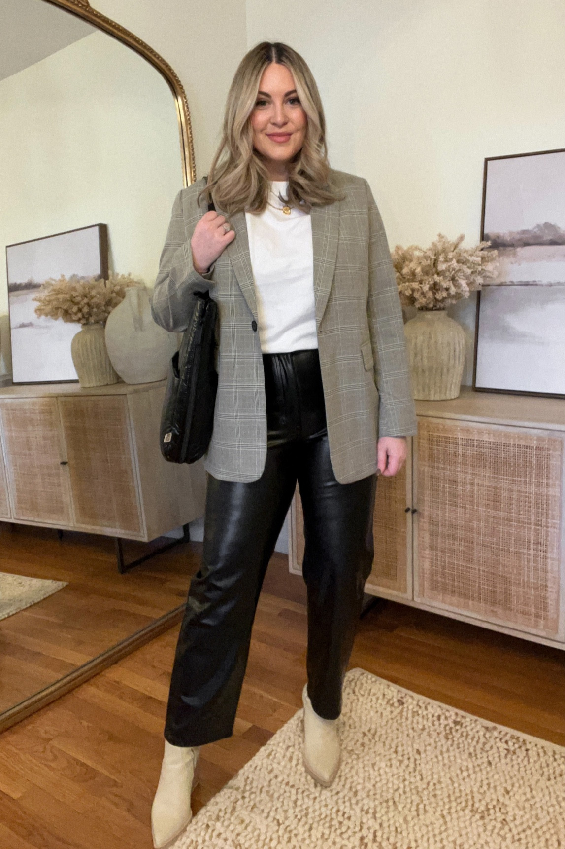 Abercrombie vegan leather pants // I size up 1 size for comfort. Wearing a 30L (I’m 5’6”  and prefer the “long” in the Ankle length).

Blazer is last season, M in tee

faux leather pants, Abercrombie outfit, casual outfit, workwear outfit, business casual workwear, faux leather pants outfit, Abercrombie leather pants, blazer outfit, neutral outfit 

#LTKSeasonal #LTKFind #LTKstyletip