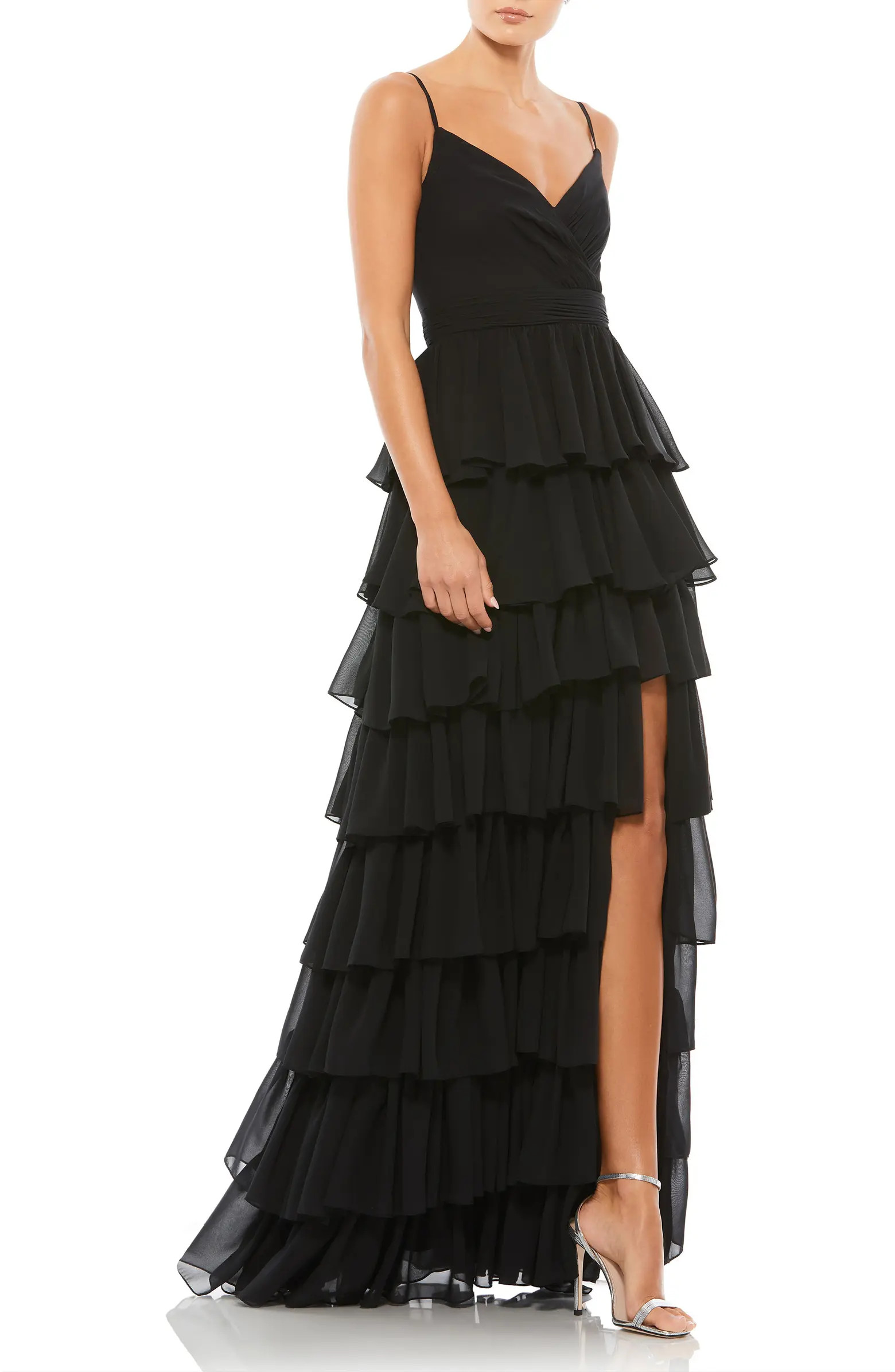 Sleeveless V Neck Ruffle Skirt Evening Gown | Nordstrom